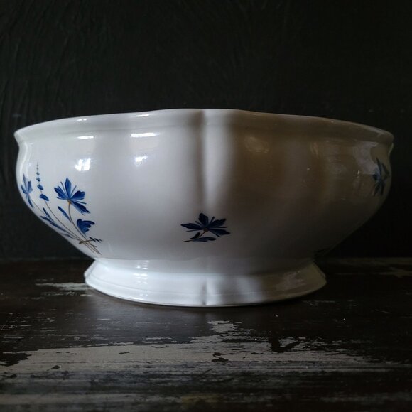 Large Antique Limoges Bowl Hand-Painted Cornflowers, J. Garfinckel Washington DC - Picture 3 of 7